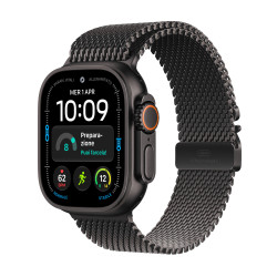 Apple watch ultra 4 gps + cellular caja de titanium negro 49mm, color de correa negra titanium pulsera milanese loop talla m