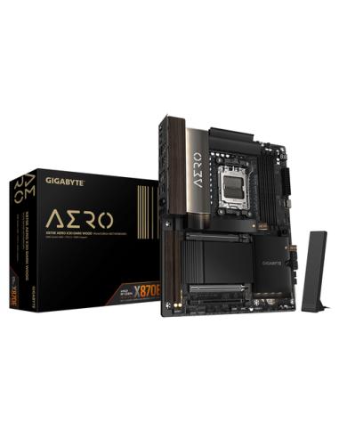 GIGABYTE X870E AERO X3D DARK WOOD Placa Base – Compatible con CPUs AMD Ryzen 9000, VRM digital de 16+2+2 fases, hasta 9000 Hz DD