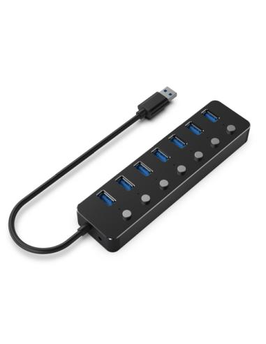 Gembird UHB-U3P7P-01 hub de interfaz USB 3.2 Gen 1 (3.1 Gen 1) Type-A 5000 Mbit/s Negro