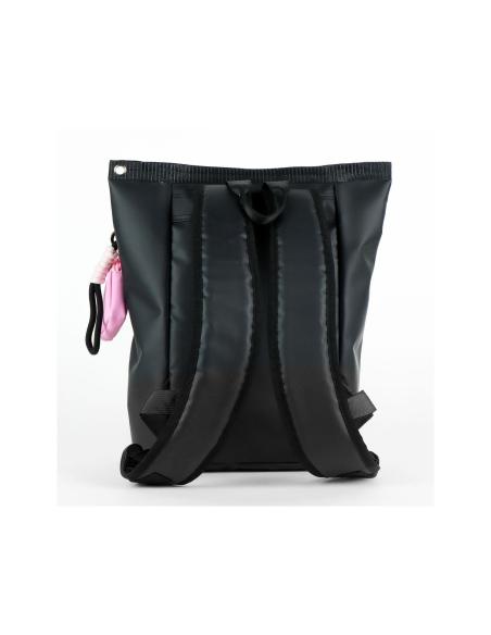 Mochila Casual Kuromi Sanrio Negra con Monedero Rosa y Tirantes Ajustables