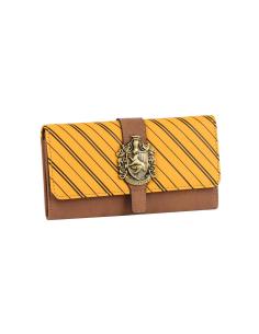 Cartera Harry Potter Hufflepuff de Polipiel Marrón y Amarilla con Escudo Metálico