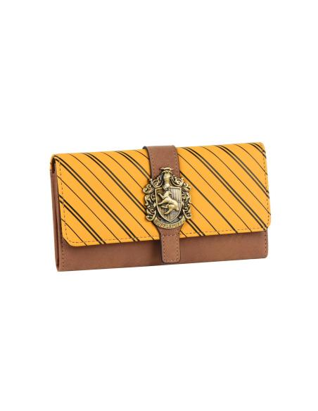 Cartera Harry Potter Hufflepuff de Polipiel Marrón y Amarilla con Escudo Metálico