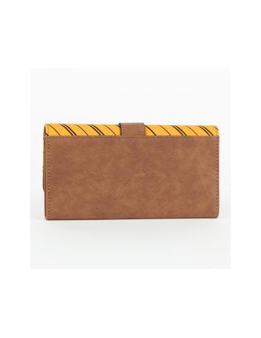 Cartera Harry Potter Hufflepuff de Polipiel Marrón y Amarilla con Escudo Metálico