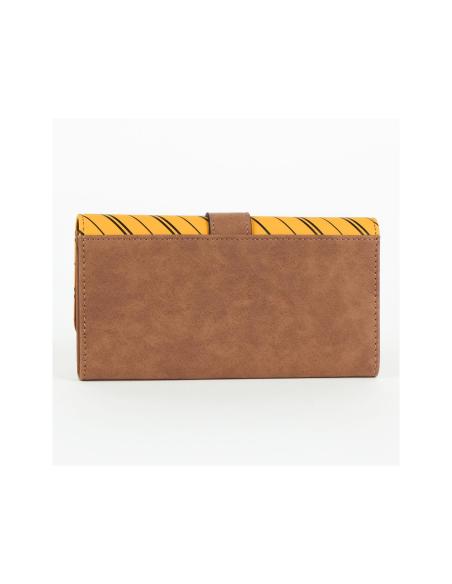 Cartera Harry Potter Hufflepuff de Polipiel Marrón y Amarilla con Escudo Metálico