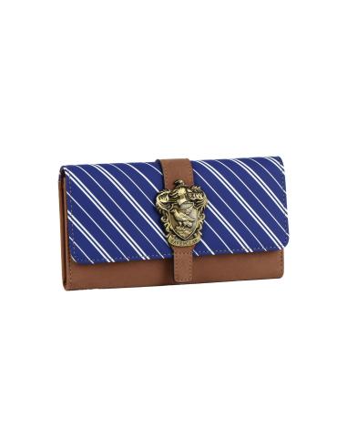 Cartera Harry Potter Ravenclaw de Polipiel Marrón y Azul con Escudo Metálico