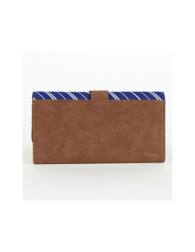 Cartera Harry Potter Ravenclaw de Polipiel Marrón y Azul con Escudo Metálico