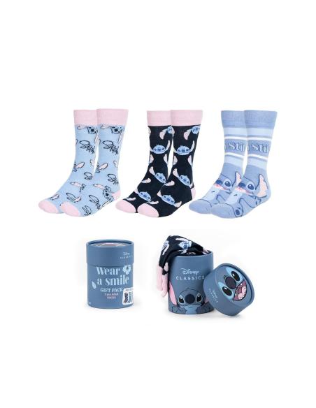 Pack de Calcetines Stitch 3 Piezas Adulto Disney Classics en Caja Regalo