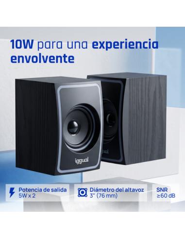 iggual Altavoces 2.0 10W mini-jack + USB Bluetooth