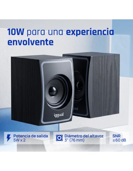 iggual Altavoces 2.0 10W mini-jack + USB Bluetooth