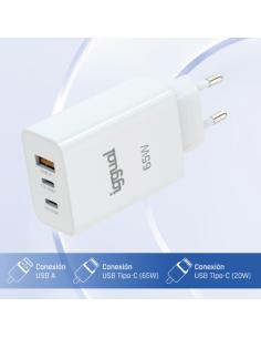 iggual Cargador triple USB-A + 2 x tipo C GaN 65W