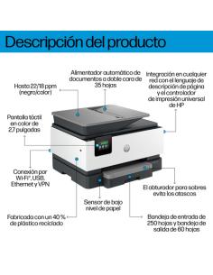HP OfficeJet Pro 9120b Inalámbrico All-in-One Color Impresora, Impresión a doble cara; Copiadora y escáner