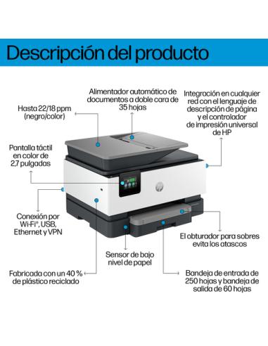 HP OfficeJet Pro 9120b Inalámbrico All-in-One Color Impresora, Impresión a doble cara; Copiadora y escáner