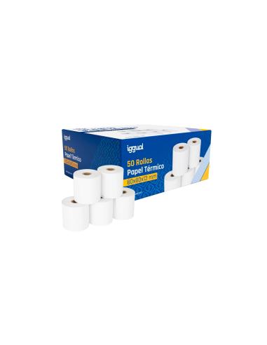 iggual Caja 50 rollos papel térmico sin BPA 80x80