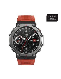 Amazfit T-Rex 3 Lava 3,81 cm (1.5") AMOLED 48.5 mm Digital 480 x 480 Pixeles Pantalla táctil Negro, Acero inoxidable GPS (satéli