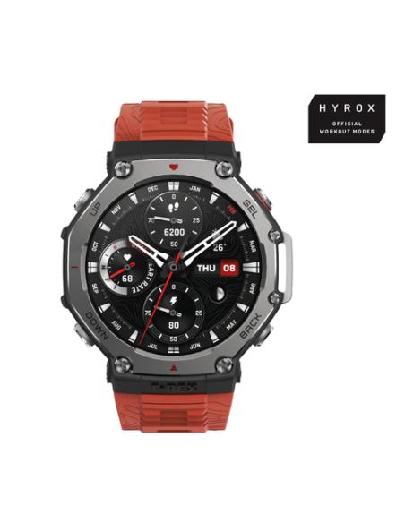Amazfit T-Rex 3 Lava 3,81 cm (1.5") AMOLED 48.5 mm Digital 480 x 480 Pixeles Pantalla táctil Negro, Acero inoxidable GPS (satéli
