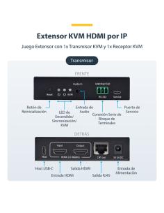 StarTech.com Extensor KVM HDMI 4K 60Hz por Redes Ethernet IP - Alargador KVM HDMI y USB por Ethernet - Sin Controladores - Juego