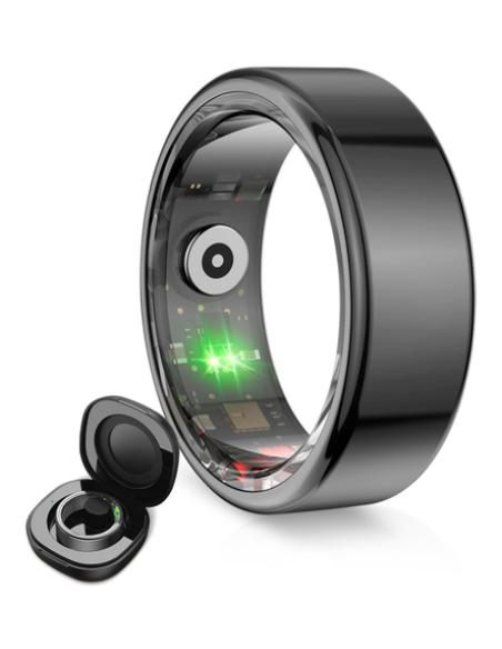 Ksix Anillo inteligente Saturn, Talla L, Aut. 3 días, Actividad y Salud, Monitor Sueño, 5ATM, Negro