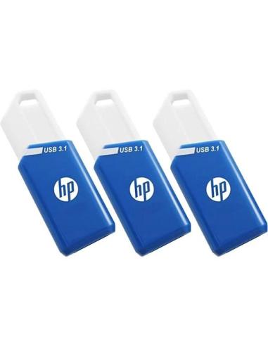 HP X755W PACK x3 unidad flash USB 128 GB USB tipo A 3.2 Gen 1 (3.1 Gen 1) Azul, Blanco