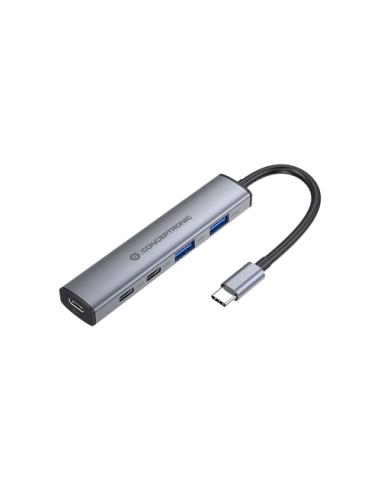 Conceptronic HUBBIES22G hub de interfaz USB 3.2 Gen 1 (3.1 Gen 1) Type-C 5000 Mbit/s Gris