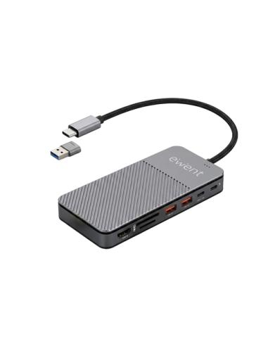 Ewent EW1156 base para portátil y replicador de puertos Alámbrico USB 3.2 Gen 1 (3.1 Gen 1) Type-C Aluminio