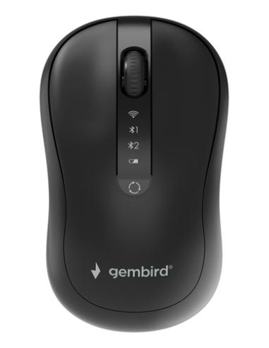 Gembird MUSW2-4B-01 ratón Hogar Ambidextro RF Wireless + Bluetooth Óptico 1600 DPI