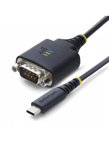 StarTech.com Cable Adaptador USB-C a Serie de 30cm - Chipset FTDI - Retención COM - Tipo C a RS232 DB9 Macho - LEDs de Estado - 