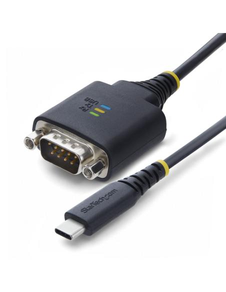 StarTech.com Cable Adaptador USB-C a Serie de 30cm - Chipset FTDI - Retención COM - Tipo C a RS232 DB9 Macho - LEDs de Estado - 