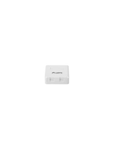 CAJA DE SUPERFICIE LANBERG 2 PUERTOS KEYSTONE ENRUTAMIENTO CABLES 180Âº BLANCO OK1-0002-W