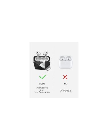 Aulumu A09 Funda Geométrico para AirPods Pro con Bloqueo Gris