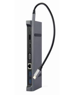 Gembird A-CM-COMBO9-02 base para portátil y replicador de puertos Alámbrico USB 3.2 Gen 1 (3.1 Gen 1) Type-C Gris