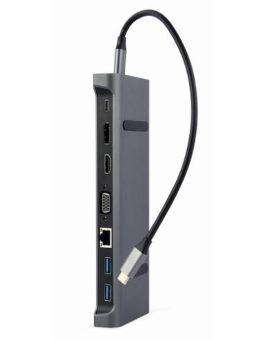 Gembird A-CM-COMBO9-02 base para portátil y replicador de puertos Alámbrico USB 3.2 Gen 1 (3.1 Gen 1) Type-C Gris