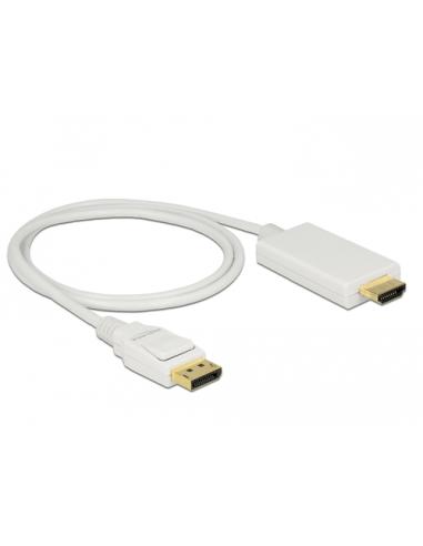 DeLOCK 83817 adaptador de cable de vídeo 1 m DisplayPort HDMI Blanco