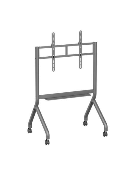 AISENS Soporte de suelo Eco con rueda, 1 bandeja para pantalla interactiva/TV 90kg de 55"-90", gris