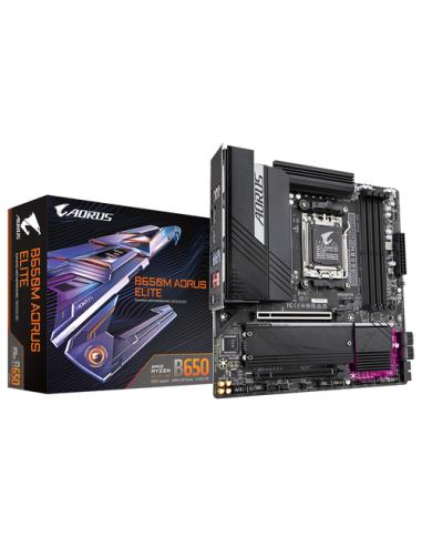 GIGABYTE B650M AORUS ELITE Placa base - Compatible con procesadores AMD Ryzen 9000, VRM de 12+2+2 fases, hasta 8000 MHz DDR5, 1x